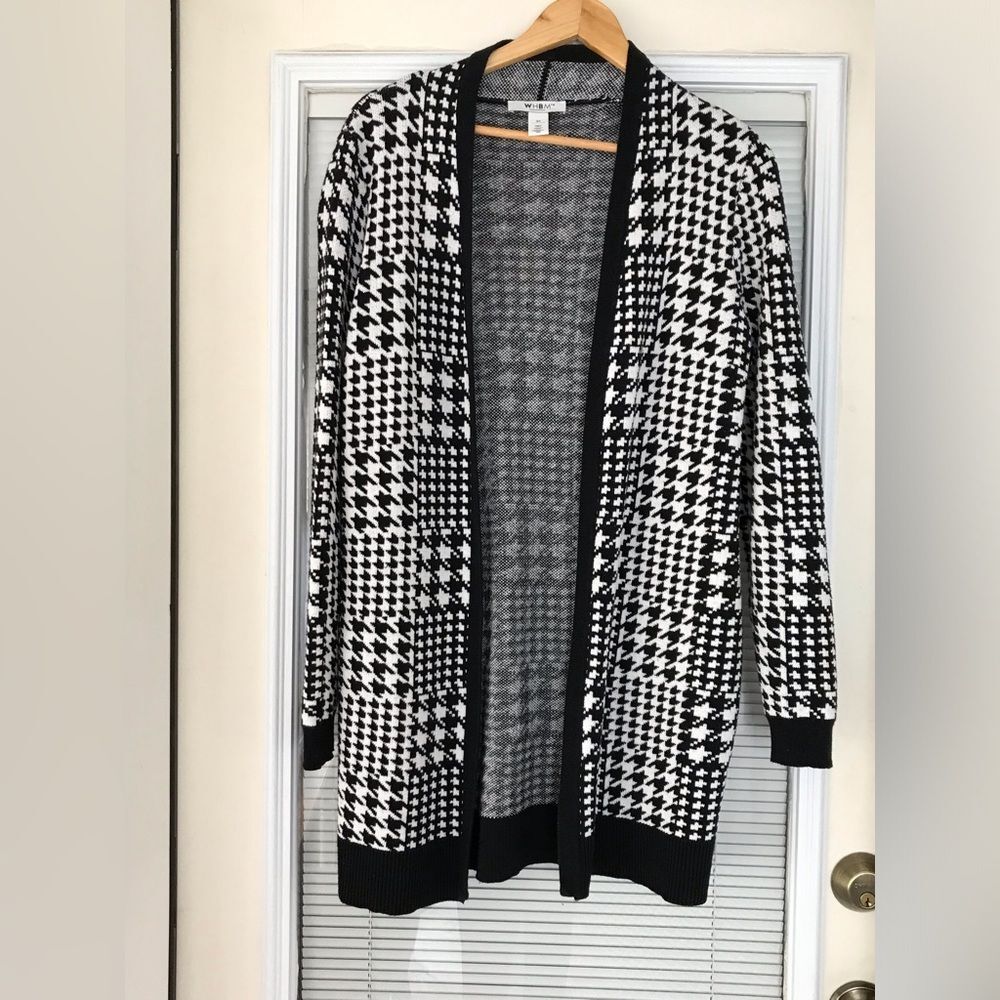 WHBM Varied Black White Houndstooth Check Open cardigan/jacket size XS